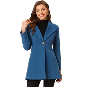 Allegra K Women's 🌸Turn Down🌸 Collar Buttoned Casual Mid-Long Coat - XS